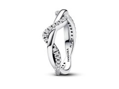 Pandora Zvlněný stříbrný prsten se zirkony Timeless 193098C01 54 mm