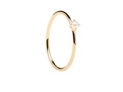 PDPAOLA Elegantní pozlacený prsten s perlou Solitary Pearl Essentials AN01-160 48 mm