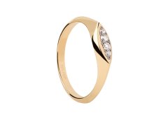 PDPAOLA Elegantní pozlacený prsten se zirkony Gala Vanilla AN01-A52 52 mm