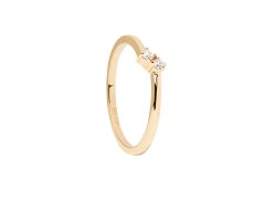 PDPAOLA Minimalistický pozlacený prsten se zirkony Couplet Essentials AN01-872 54 mm