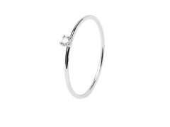 PDPAOLA Minimalistický stříbrný prsten se zirkonem White Solitary Essentials AN02-156 50 mm