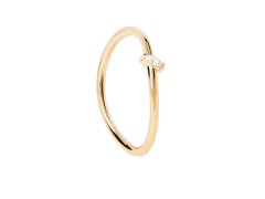 PDPAOLA Něžný pozlacený prsten se zirkonem Leaf Essentials AN01-842 52 mm