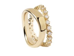 PDPAOLA Okouzlující pozlacený prsten s čirými zirkony MOTION Gold AN01-463 56 mm
