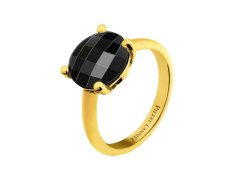 Pierre Lannier Pozlacený prsten s černým achátem Multiples BJ06A323 52 mm