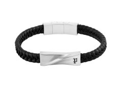 Police Černý kožený náramek pro muže Contorto PEAGB0081704