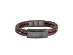 Police Dvojitý hnědý kožený náramek pro muže PEJGB2009032
