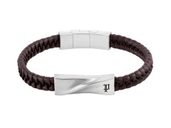 Police Hnědý kožený náramek pro muže Contorto PEAGB0081705
