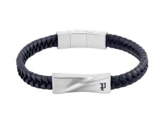 Police Modrý kožený náramek pro muže Contorto PEAGB0081706