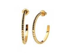 Police Pozlacené kruhové náušnice s&nbsp;černými krystaly PEJLE2010511