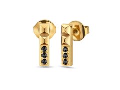 Police Pozlacené náušnice Tyčinky s&nbsp;černými krystaly PEJLE2010501