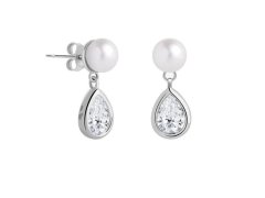 Preciosa Elegantní stříbrné náušnice s pravou perlou Pure Pearl 5337 00