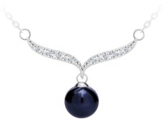 Preciosa Elegantní stříbrný náhrdelník s pravou černou perlou Paolina 5306 20
