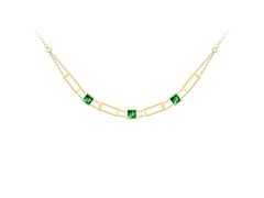 Preciosa Luxusní pozlacený náhrdelník Straight se zeleným křišťálem Preciosa 7390Y66