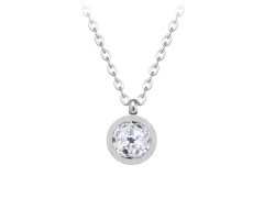 Preciosa Minimalistický ocelový náhrdelník Essential s kubickou zirkonií 7433 00