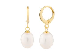 Preciosa Něžné pozlacené kruhové náušnice s říční perlou Pearl Heart 5357Y01