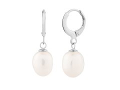Preciosa Něžné stříbrné náušnice kruhy s říčními perlami Pearl Heart 5357 01