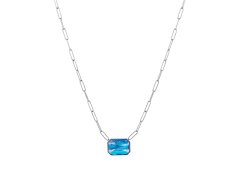 Preciosa Ocelový náhrdelník s ručně mačkaným kamenem českého křišťálu Preciosa Ocean Aqua 7444 67