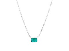 Preciosa Ocelový náhrdelník s ručně mačkaným kamenem českého křišťálu Preciosa Ocean Emerald 7444 66