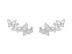 Preciosa Podélné stříbrné náušnice s motýlky Butterfly Waltz Candy 5399 00