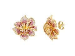 Preciosa Pozlacené náušnice Květ s&nbsp;kubickou zirkonií Mirage Royal Lagoon 5447Y69
