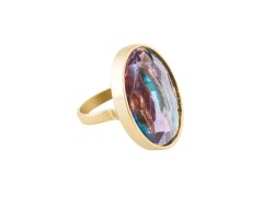 Preciosa Pozlacený prsten s&nbsp;českým křišťálem Preciosa Aurora Spotlight 7446Y49 53 mm