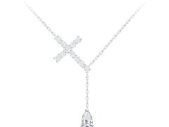 Preciosa Stříbrný náhrdelník Křížek Shiny Cross s kubickou zirkonií Preciosa 5301 00