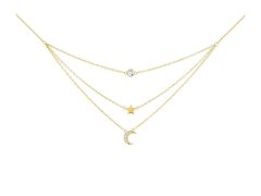 Preciosa Trojitý pozlacený náhrdelník s kubickou zirkonií Moon Star 5362Y00