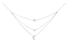 Preciosa Trojitý stříbrný náhrdelník s kubickou zirkonií Moon Star 5362 00