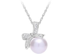 Preciosa Třpytivý stříbrný náhrdelník Naurica s říční perlou a kubickou zirkonií Preciosa 5310 00