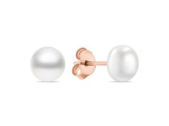Brilio Silver Půvabné bronzové náušnice pecky s pravými perlami EA585/6/7/8R 0,6 cm