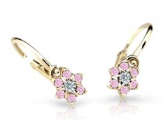 Cutie Jewellery Půvabné dětské náušnice ze žlutého zlata C2152-10-X-1 růžová