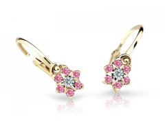 Cutie Jewellery Půvabné dětské náušnice ze žlutého zlata C2152-10-X-1 fuchsiová