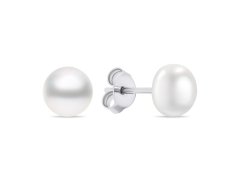 Brilio Silver Půvabné stříbrné náušnice pecky s pravými perlami EA585/6/7/8W 0,6 cm