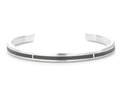 Rebel a Rose Otevřený pevný náramek z oceli Bangle Brushed Black RR-MB001-S 19 cm