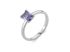 Rosato Minimalistický stříbrný prsten s fialovým zirkonem Allegra RZAL061 50 mm