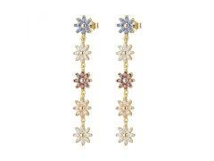 Rosato Pozlacené květinové náušnice s&nbsp;barevnými zirkony Gaia RZGA77
