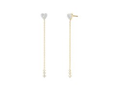 Rosefield Dlouhé pozlacené náušnice Srdíčka s&nbsp;krystaly JEHLG-J1277