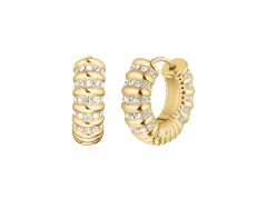 Rosefield Pozlacené kruhy s čirými krystaly Striped Hoops JESCG-J1280