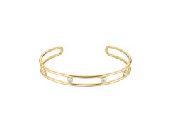 Rosefield Otevřený pevný náramek s&nbsp;čirými krystaly JB4CG-J1174