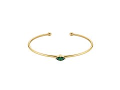 Rosefield Otevřený pevný náramek s zeleným Swarovski krystalem JBEMG-J1242