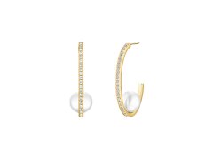 Rosefield Pozlacené kruhové náušnice s&nbsp;perlou JEPSG-J1290