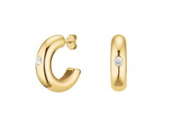 Rosefield Třpytivé pozlacené kruhy s&nbsp;krystalem Solitaire JEBCG-J1200