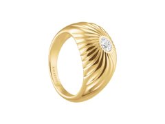 Rosefield Luxusní pozlacený prsten z&nbsp;oceli s&nbsp;krystaly Solitaire JRBT 54 mm