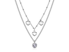 S´Agapo Dvojitý ocelový náhrdelník s&nbsp;přívěsky Aurora SAR58