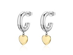 S´Agapo Kruhové bicolor náušnice s&nbsp;přívěsky srdce Aurora SAR67