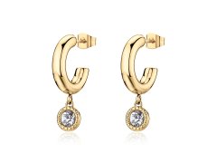 S´Agapo Kruhové pozlacené náušnice s&nbsp;krystaly Aurora SAR69