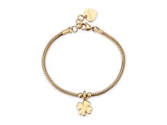 S´Agapo Luxusní pozlacený náramek se čtyřlístkem Click SCK290