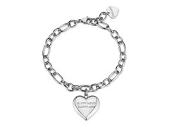 S´Agapo Ocelový náramek s&nbsp;přívěskem Srdce Be My Always SBM91