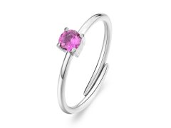 S´Agapo Ocelový prsten s&nbsp;fuchsiovým kubickým zirkonem Dazzly SDZ32