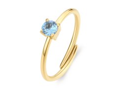 S´Agapo Pozlacený prsten se světle modrým kubickým zirkonem Dazzly SDZ38